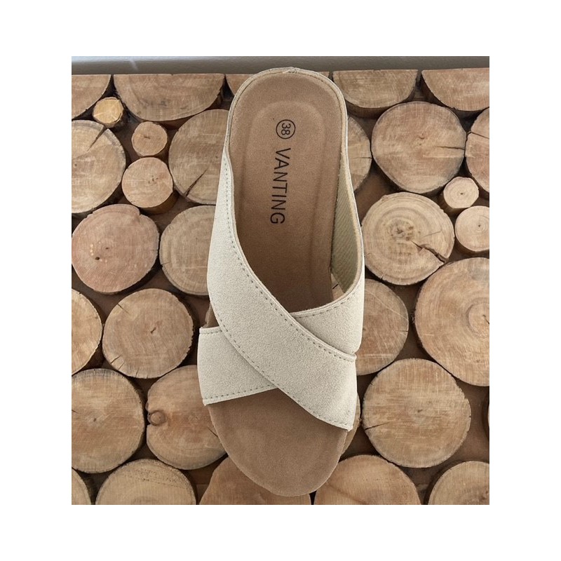 Sandal Med Hæl - Beige