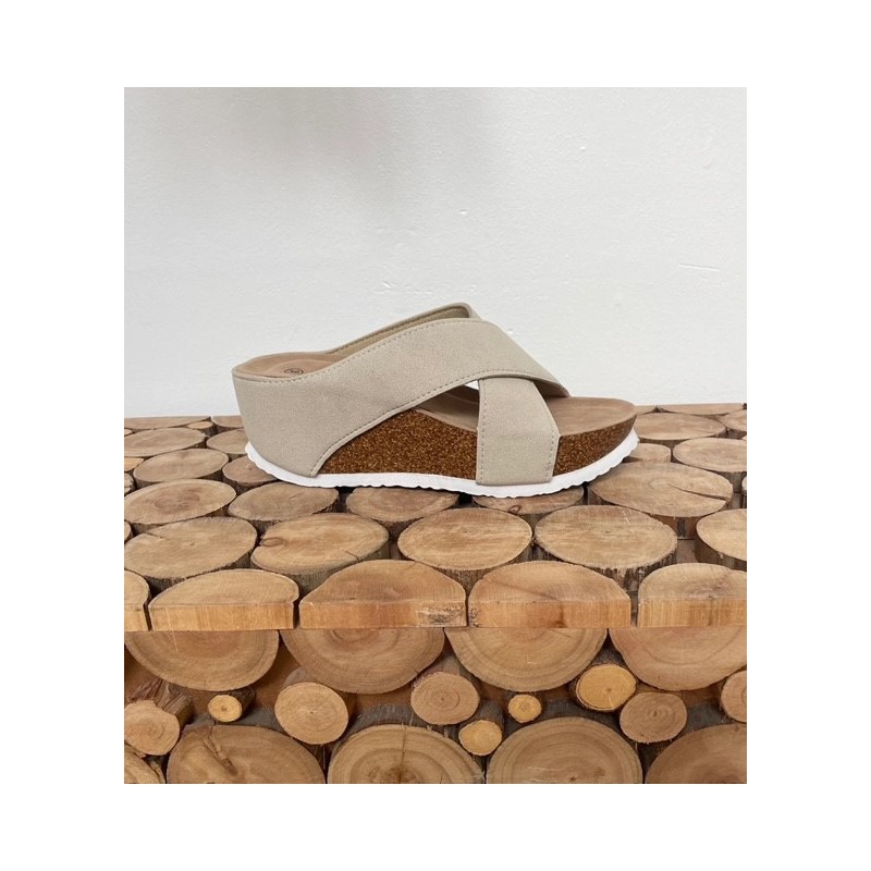 Sandal Med Hæl - Beige