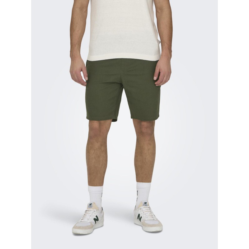 ONLY & SONS Linus Loose Hør Shorts - Olive Night