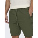 ONLY & SONS Linus Loose Hør Shorts - Olive Night