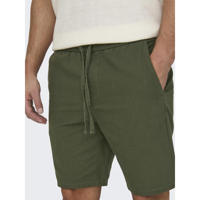 ONLY & SONS Linus Loose Hør Shorts - Olive Night