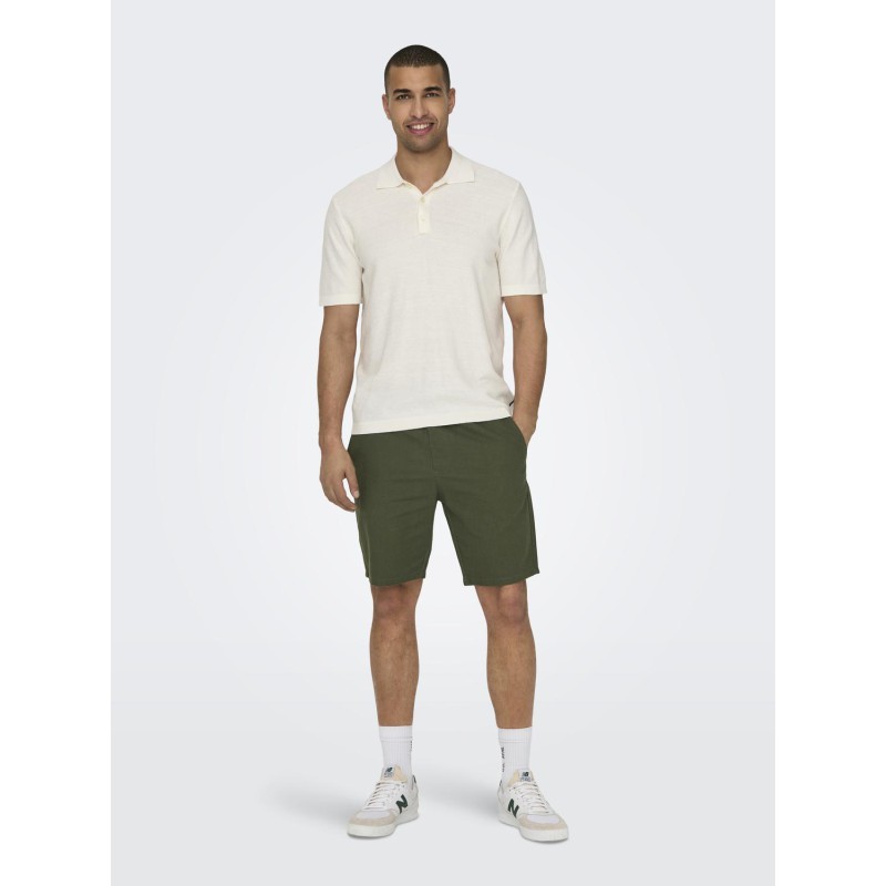 ONLY & SONS Linus Loose Hør Shorts - Olive Night