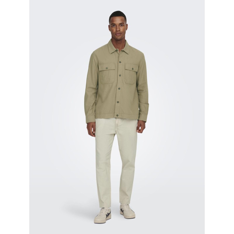 ONLY & SONS Linus Crop Hør Bukser - Silver Linning