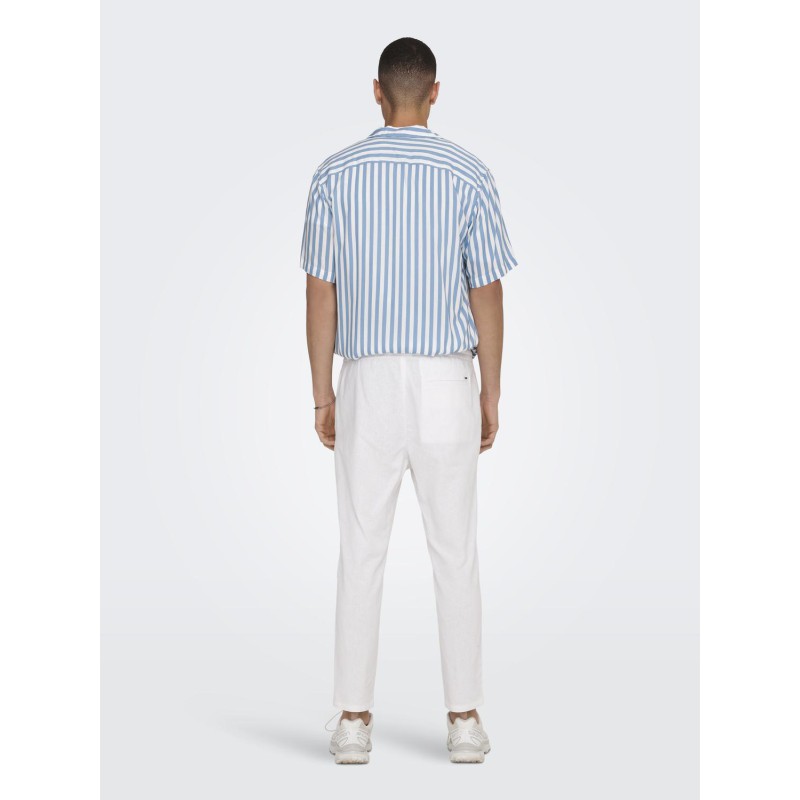 ONLY & SONS Linus Crop Hør Bukser - Bright White