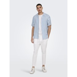 ONLY & SONS Linus Crop Hør Bukser - Bright White