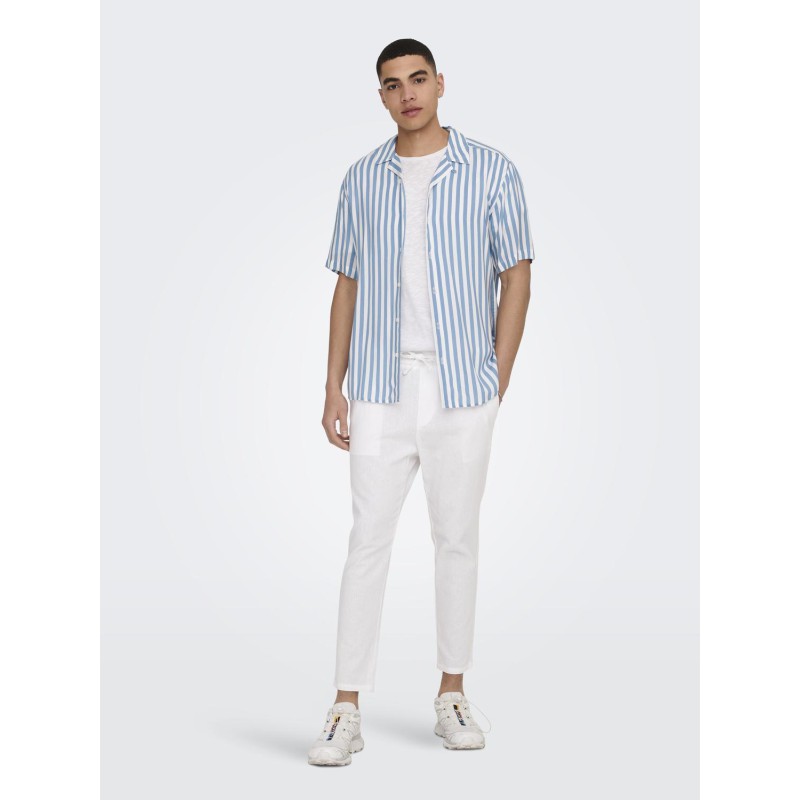 ONLY & SONS Linus Crop Hør Bukser - Bright White