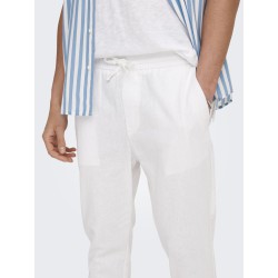 ONLY & SONS Linus Crop Hør Bukser - Bright White