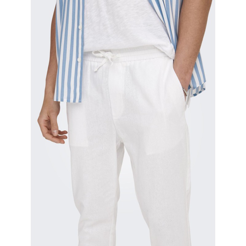 ONLY & SONS Linus Crop Hør Bukser - Bright White