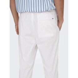 ONLY & SONS Linus Crop Hør Bukser - Bright White