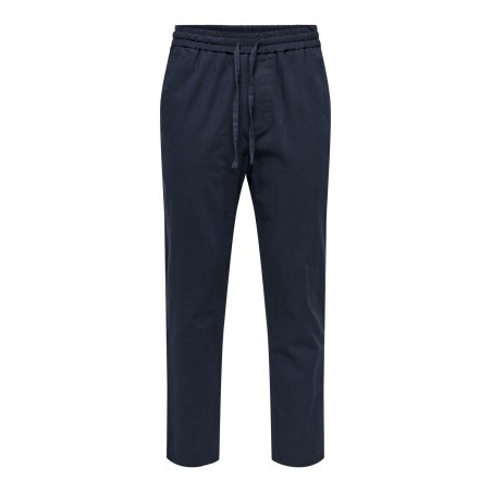 ONLY & SONS Linus Crop Hør Bukser - Dark Navy