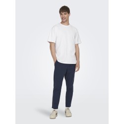 ONLY & SONS Linus Crop Hør Bukser - Dark Navy