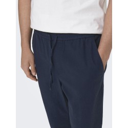 ONLY & SONS Linus Crop Hør Bukser - Dark Navy