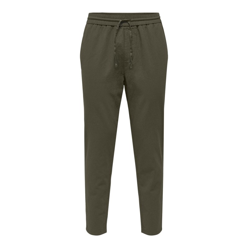 ONLY & SONS Linus Crop Hør Bukser - Olive Night
