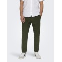 ONLY & SONS Linus Crop Hør Bukser - Olive Night