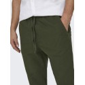 ONLY & SONS Linus Crop Hør Bukser - Olive Night