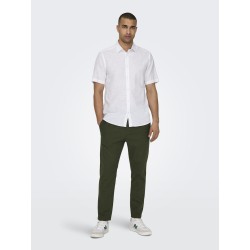 ONLY & SONS Linus Crop Hør Bukser - Olive Night