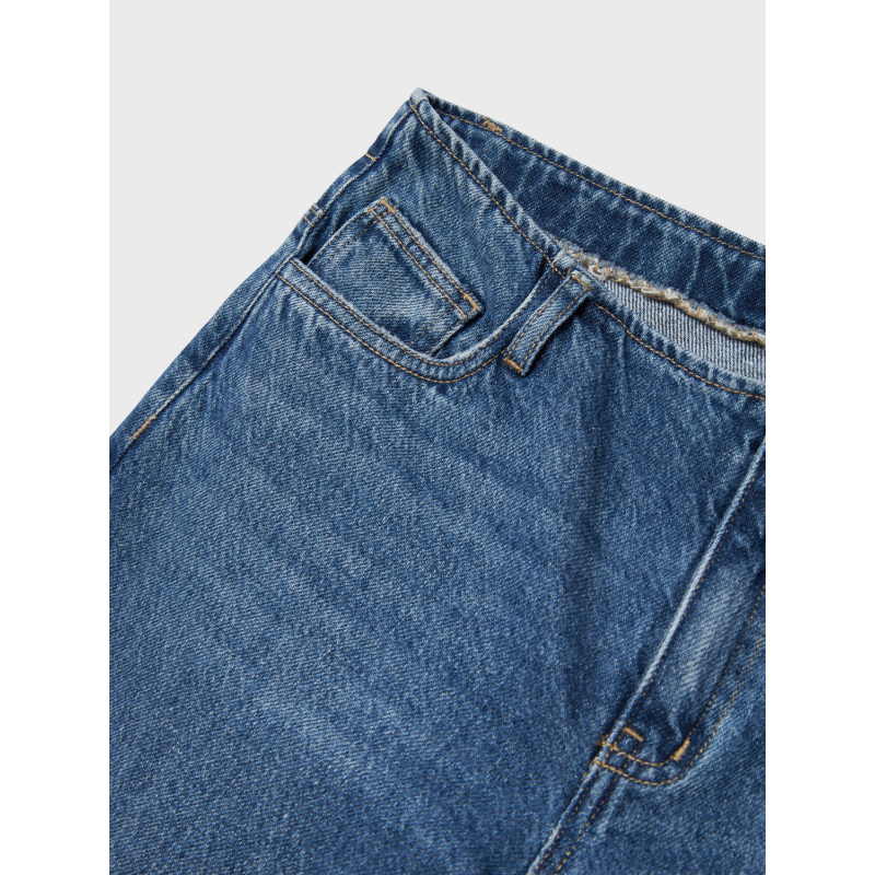 LMTD Kimnolin Lavtaljede Denim Brede Bukser - Medium Blue Denim