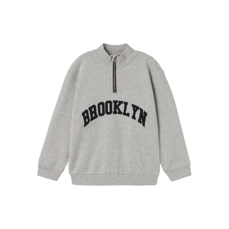 NAME IT Nkmstyn Langærmet Nreg Sweat Bru - Grey Melange