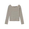 LMTD Rille Langærmet Boatneck Top - Hvid Alyssum