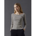 LMTD Rille Langærmet Boatneck Top - Hvid Alyssum