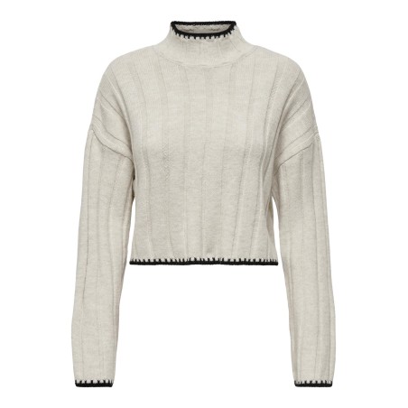 ONLY Chick Stitch Langærmet Highneck Knt - Pumice Stone