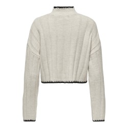 ONLY Chick Stitch Langærmet Highneck Knt - Pumice Stone