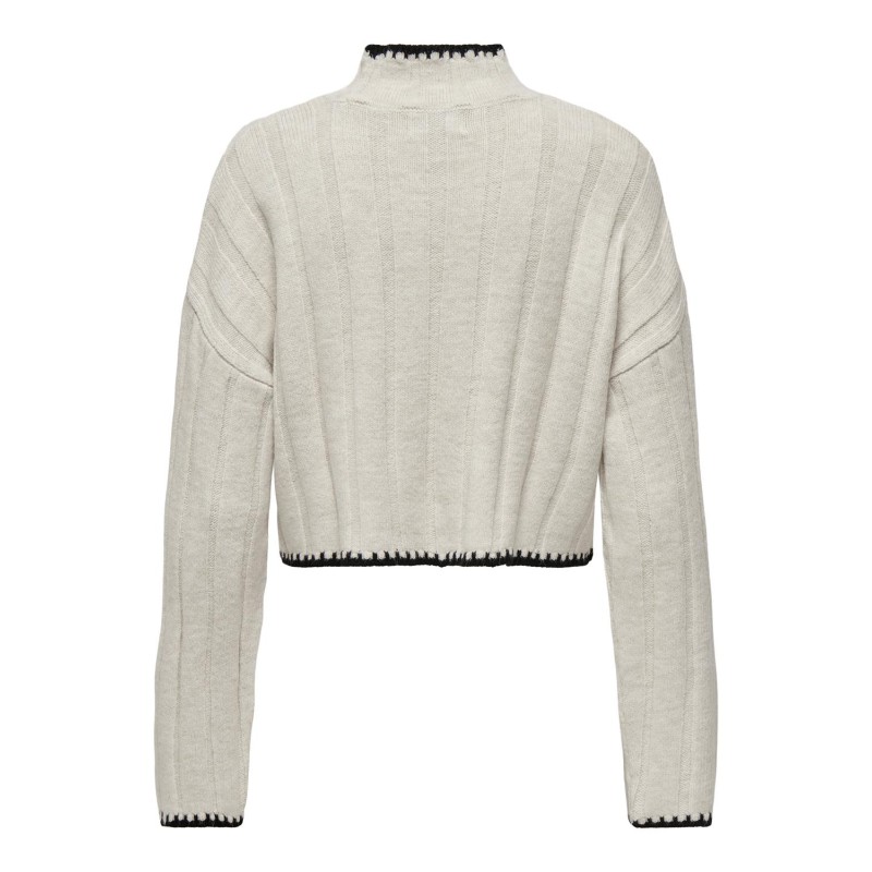 ONLY Chick Stitch Langærmet Highneck Knt - Pumice Stone