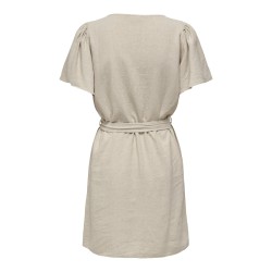 JDY Say S/S Hør Bell Kjole - Oatmeal