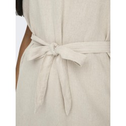 JDY Say S/S Hør Bell Kjole - Oatmeal