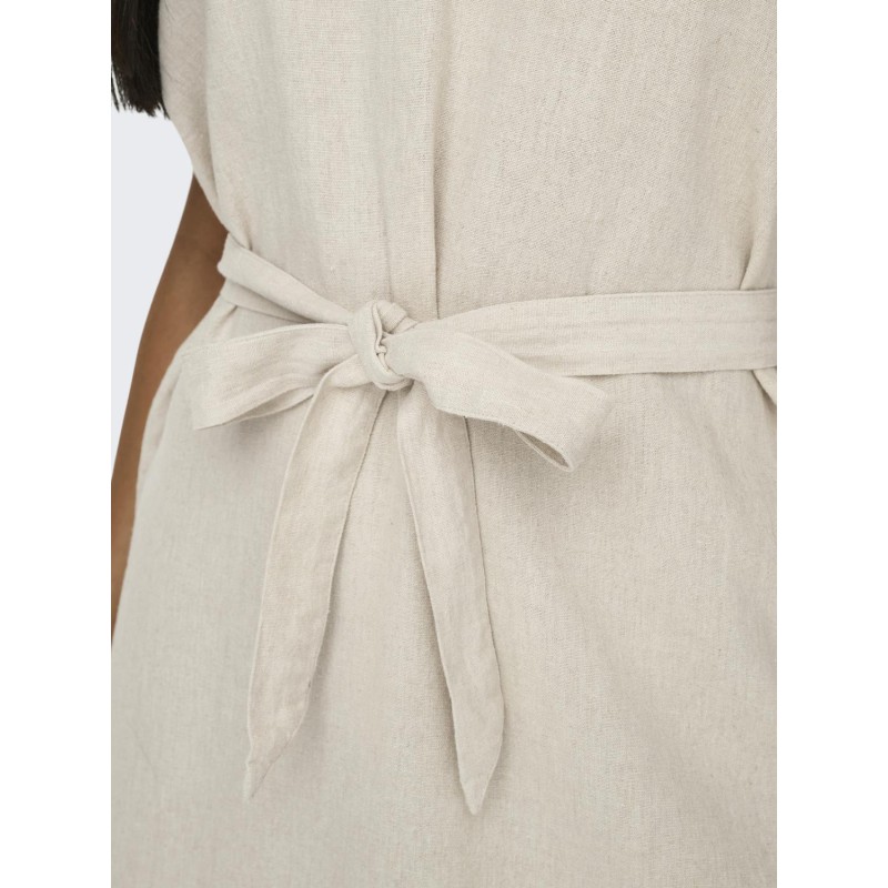 JDY Say S/S Hør Bell Kjole - Oatmeal