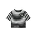 NAME IT Kids Hofia Kort Stribet Top - Black Oyster (Hvor er de)