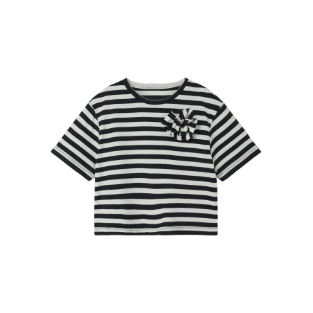 NAME IT Kids Hofia Kort Stribet Top - Black Oyster (Hvor er de)