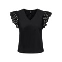 ONLY Lou Broderet S/S Flæse Top - Sort