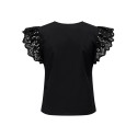 ONLY Lou Broderet S/S Flæse Top - Sort