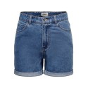 ONLY Vega Højtaljede Mom Denim Korts - Medium Blue Denim