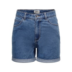ONLY Vega Højtaljede Mom Denim Korts - Medium Blue Denim