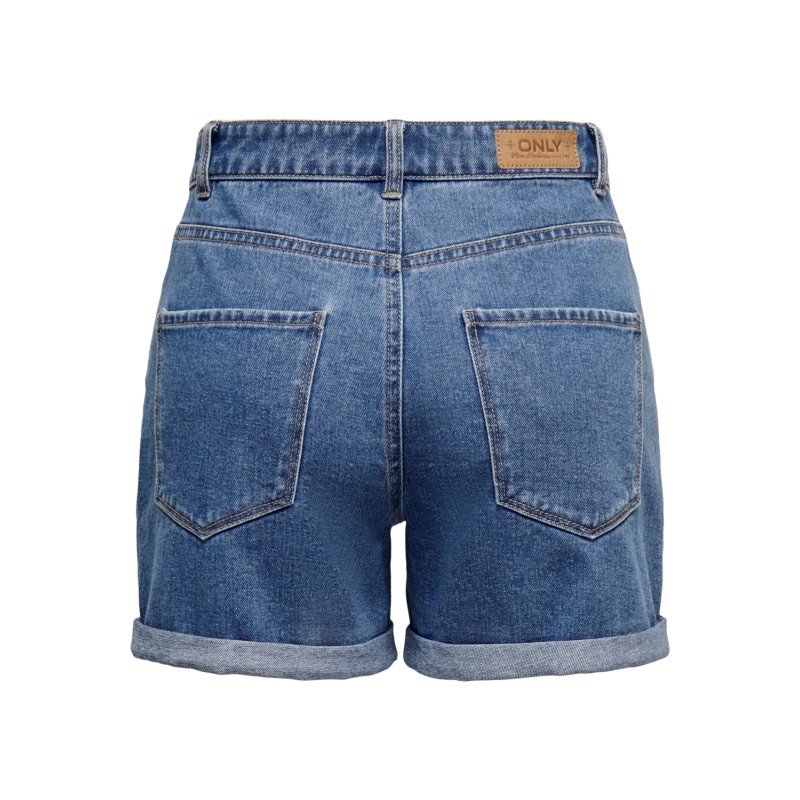 ONLY Vega Højtaljede Mom Denim Korts - Medium Blue Denim
