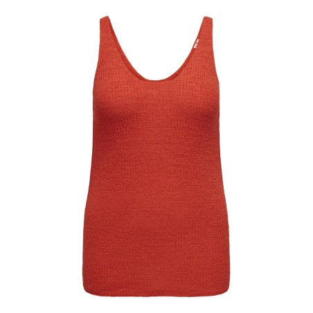 ONLY CARMAKOMA Sunny Sl Rib V-Neck Knt - Fiesta