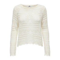 JDY Sun Lay Langærmet Boatneck Pullov. Knt - Eggnog