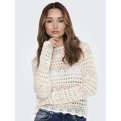 JDY Sun Lay Langærmet Boatneck Pullov. Knt - Eggnog