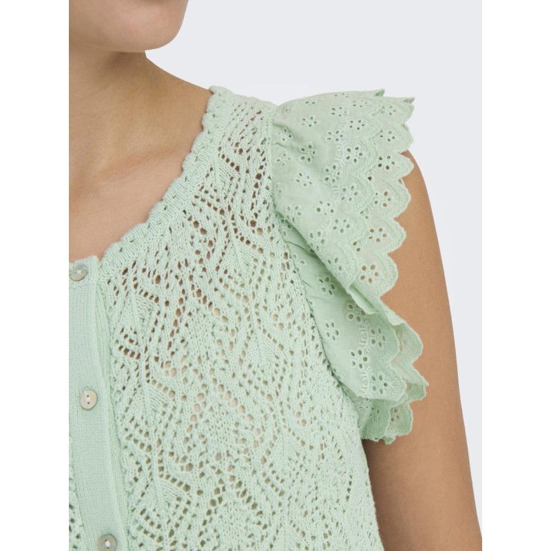 ONLY Nettie Sl Mix U-Neck Cardigan Knt - Subtle Green