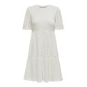 JDY Carla Cathinka Broderi Kjole - Cloud Dancer