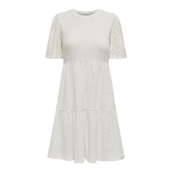 JDY Carla Cathinka Broderi Kjole - Cloud Dancer