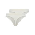 ONLY Danika Ribbed Badge 2-Pak G-Streng - Cloud Dancer