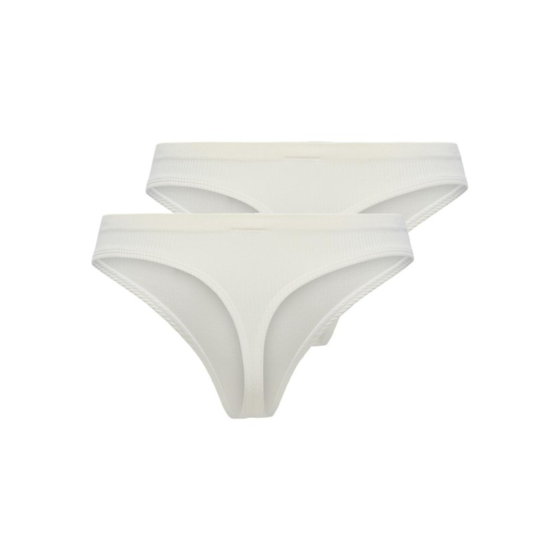 ONLY Danika Ribbed Badge 2-Pak G-Streng - Cloud Dancer