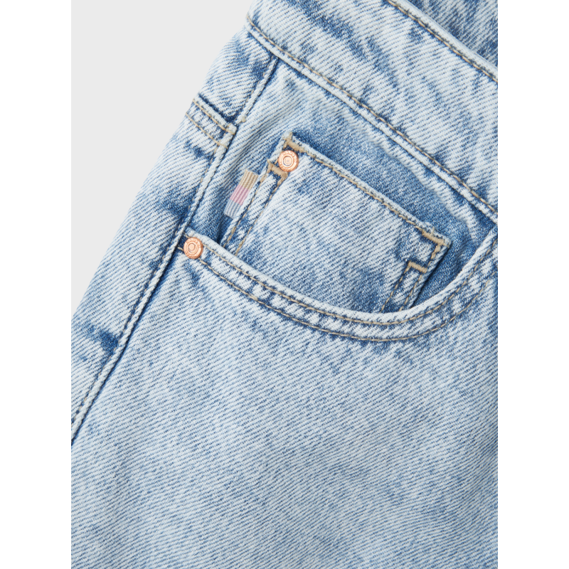 NAME IT Nkfrose Højtaljede Straight Jeans 9222-Be - Light Blue Bleached Denim
