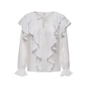 JDY Beth Frill Bluse - Cloud Dancer