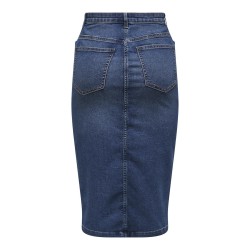 JDY Moon Højtaljede Midi Slit Skirt Mix Denim - Dark Blue Denim