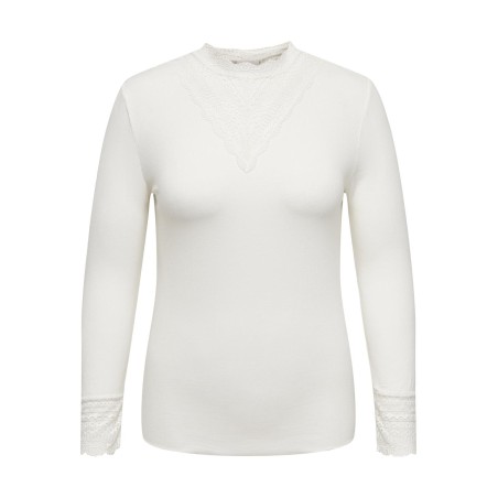 ONLY CARMAKOMA Tilde Rib Blonde Bluse - Cloud Dancer