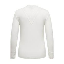 ONLY CARMAKOMA Tilde Rib Blonde Bluse - Cloud Dancer